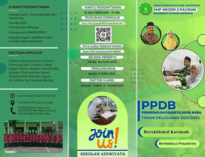 Informasi Penerimaan Peserta Didik Baru SMP NEGERI 2 Paciran Tahun Pelajaran 2023/2024