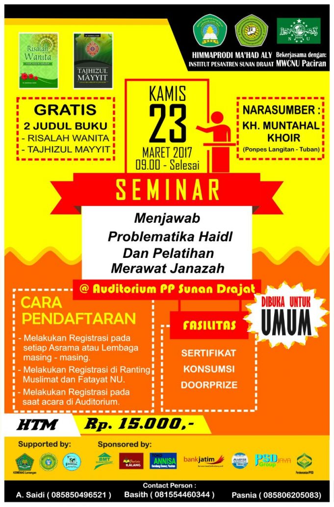 UNTUK UMUM! Seminar Problematika Haidl & Pelatihan Merawat Janazah